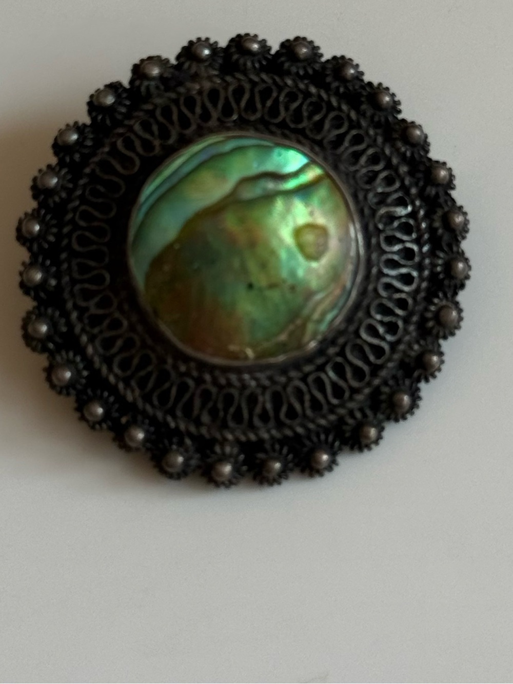 Vintage Sterling Silver abalone shell Brooch and pendant